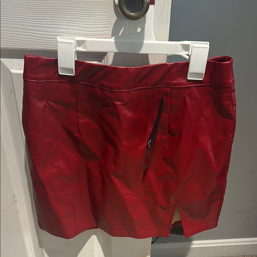 Red Leather Mini Skirt